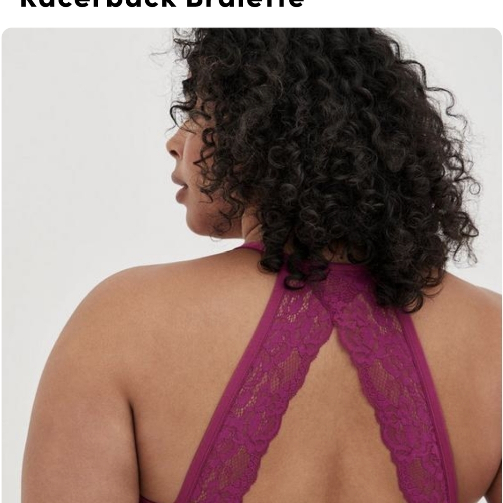 New Torrid Lace Wireless Bralette seamless Lace racerback purple size 10 M L - Picture 5 of 12